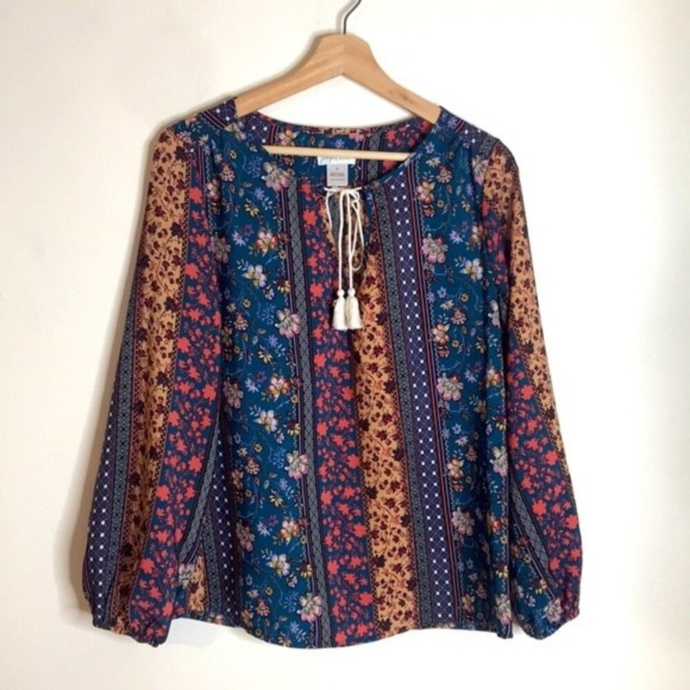 Juniper blu ladies lightweight sheer gypsie blouse size small